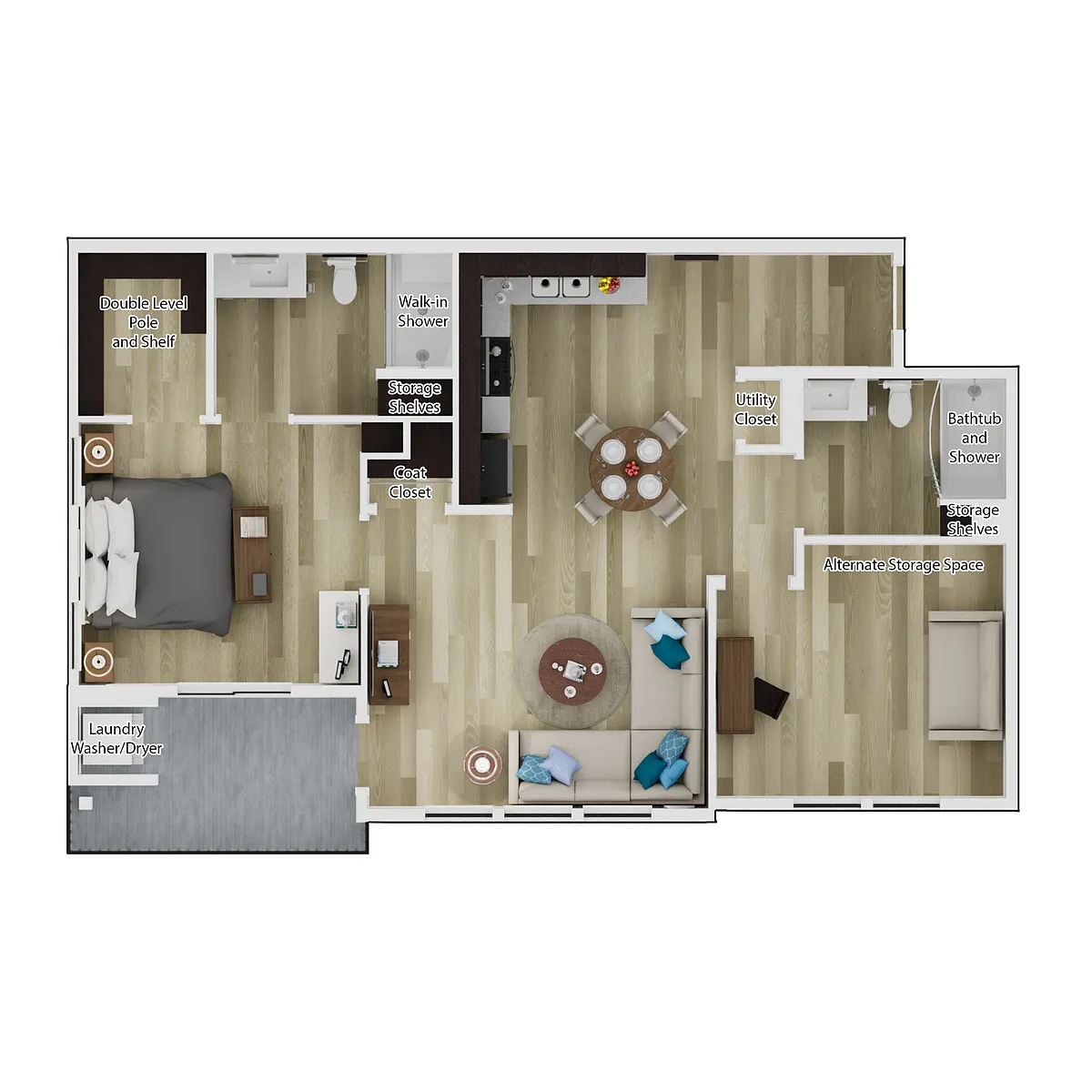 Floor plan 1 Bedroom 2 Bathroom w/ Den