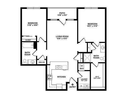 Floor plan 2 Bedroom Craftsman Select