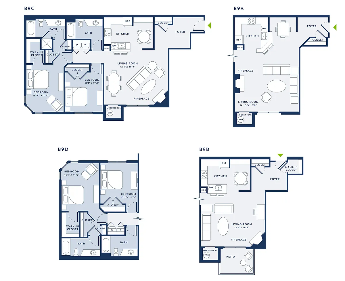 Floor plan 2 Bed/2 Bath-D9C
