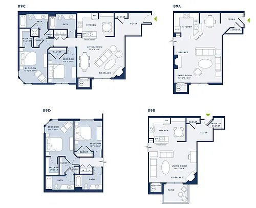 Floor plan 2 Bed/2 Bath-D9C