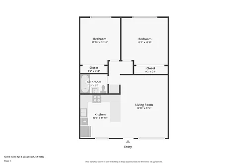 Floor plan 2 Bed 1 Bath