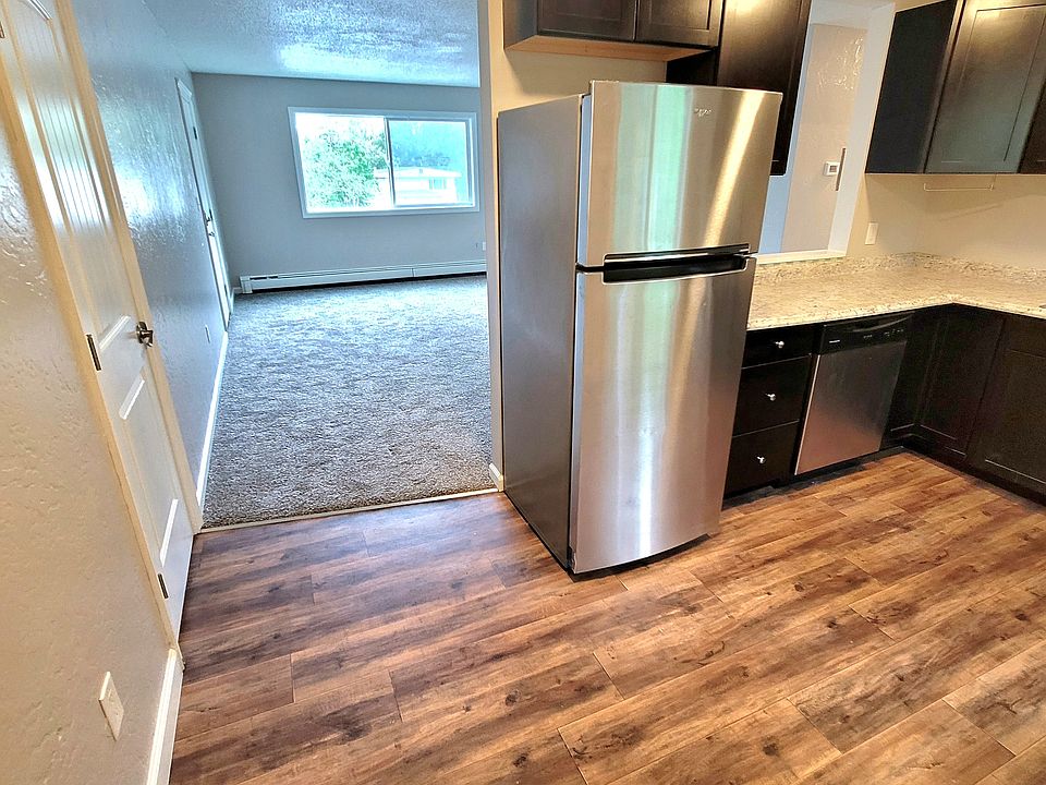 Kitchen with pantry door off left