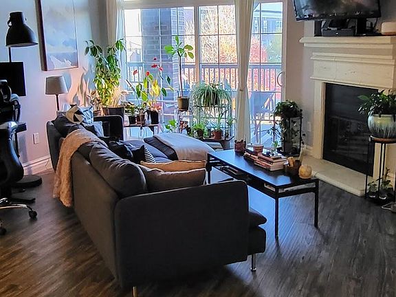 Living room and fireplace