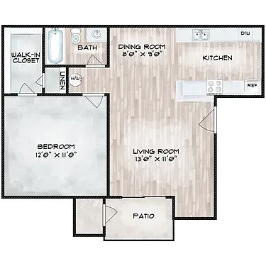 Floor plan 1 Bedroom 1 Bathroom