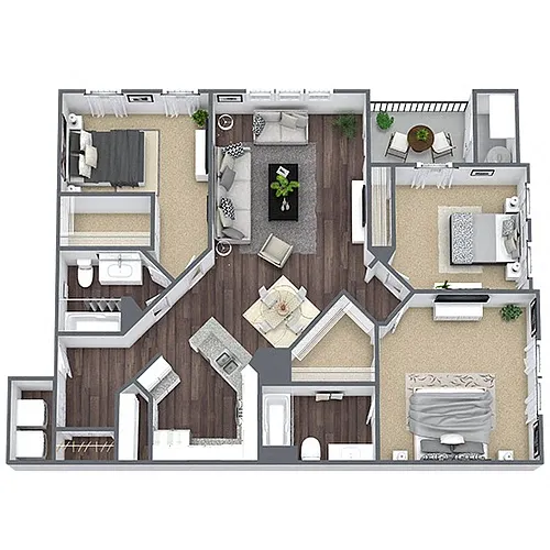 Floor plan C2: 3 Bed 2 Bath