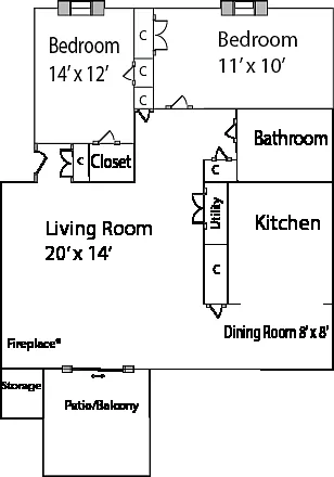 Floor plan 2 Bed - 900