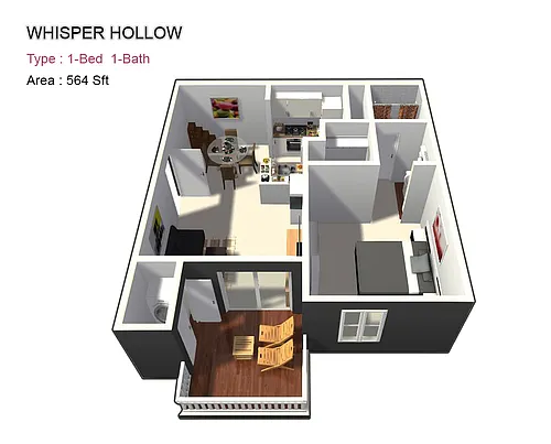 Floor plan One Bed / One Bath