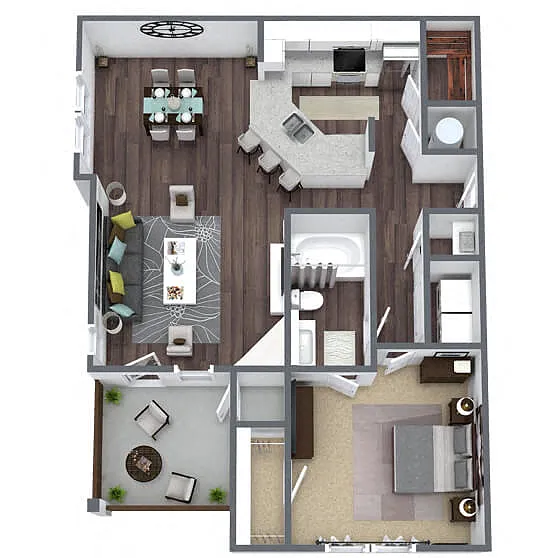 Floor plan A3: 1 Bed 1 Bath