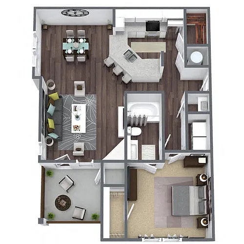 Floor plan A3: 1 Bed 1 Bath
