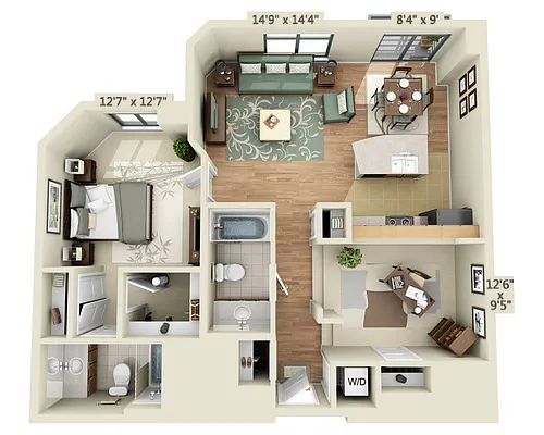 Floor plan 1 BEDROOM TOWER (A2AD)