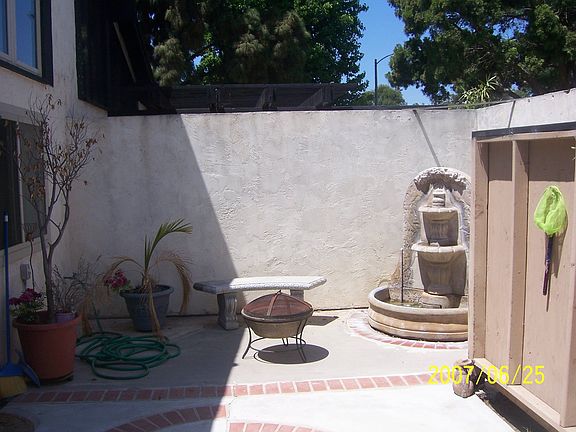 Outside, with water fountain