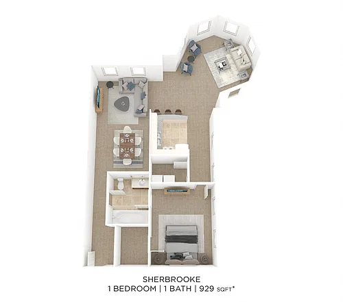 Floor plan One Bedroom- Sherbrooke