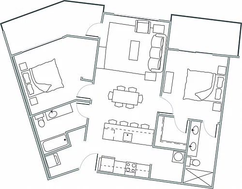 Floor plan 2 Bed 2 Bath D