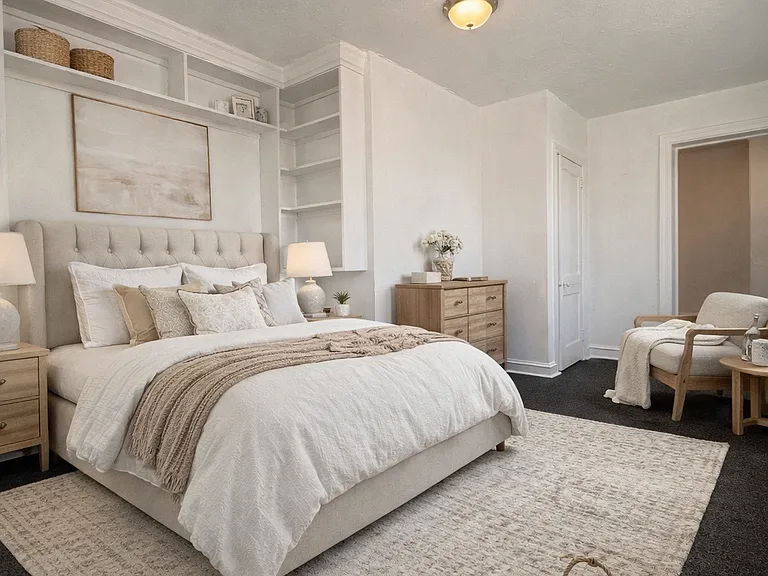 Main Bedroom Area Staged Digitally Using AI