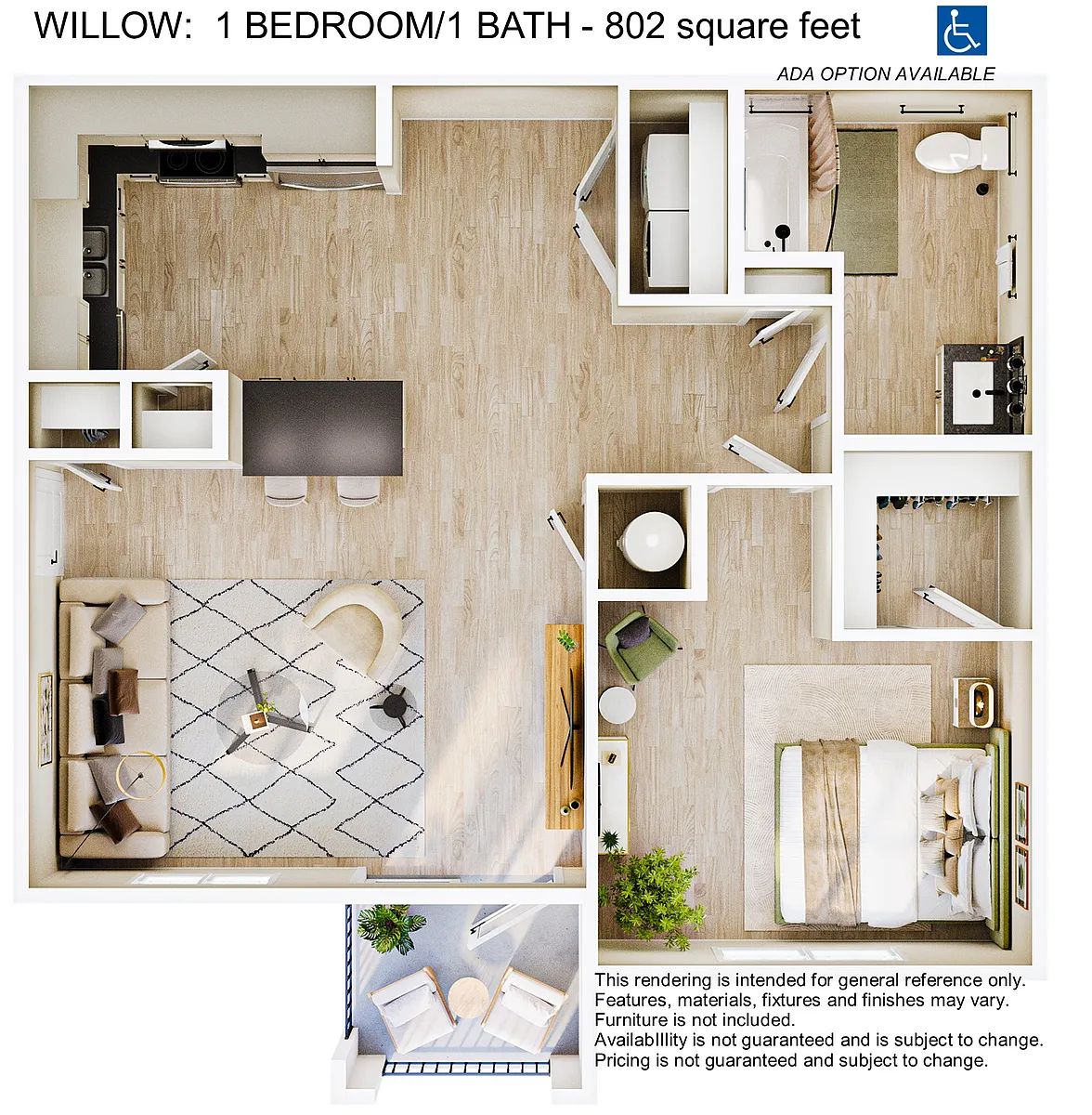 Floor plan 1 Bedroom 1 Bath