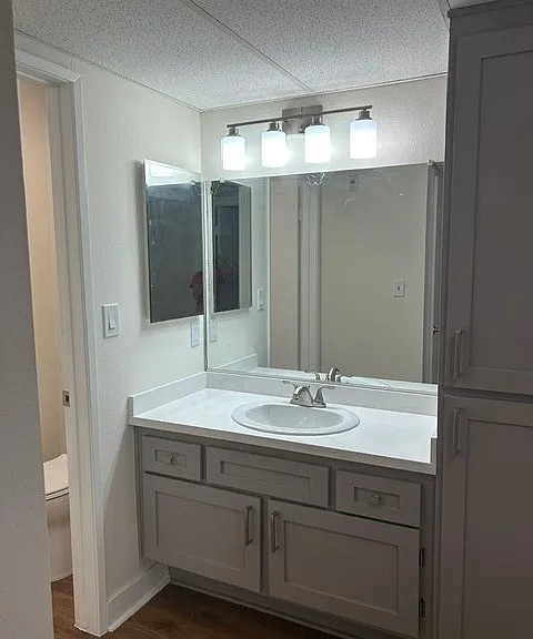 New hallway vanity and linen closet