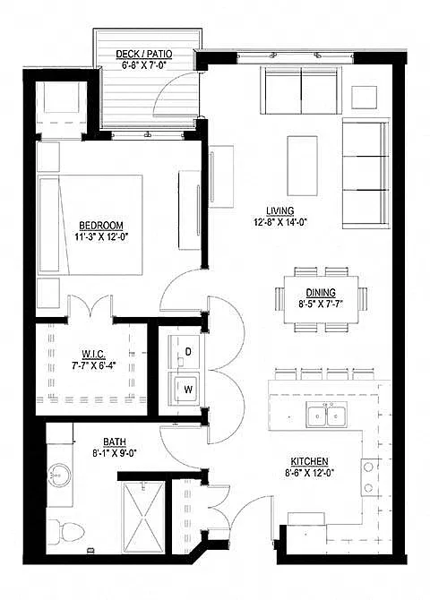Floor plan One Bedroom - C