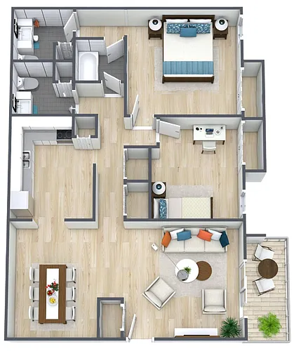 Floor plan 2BR - 2BTH Renovated