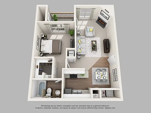 Floor plan 1 Bed 1 Bath -Derby Buck Reno