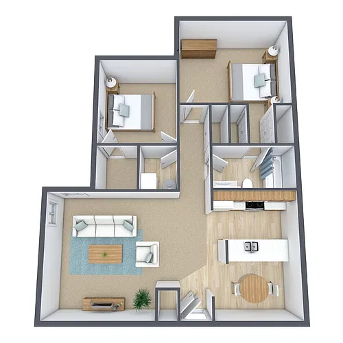 Floor plan Two Bedroom 21A