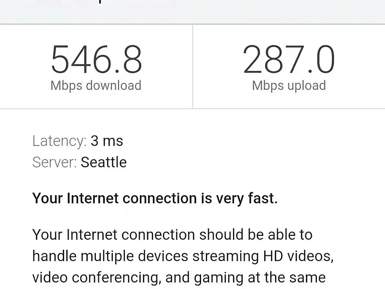 High speed fiber optic internet using 5G WiFi - this is very fast and can easily handle video calls, Netflix, gaming for a lot of users. Ethernet is available and can reach speeds closer to 900 mbps.