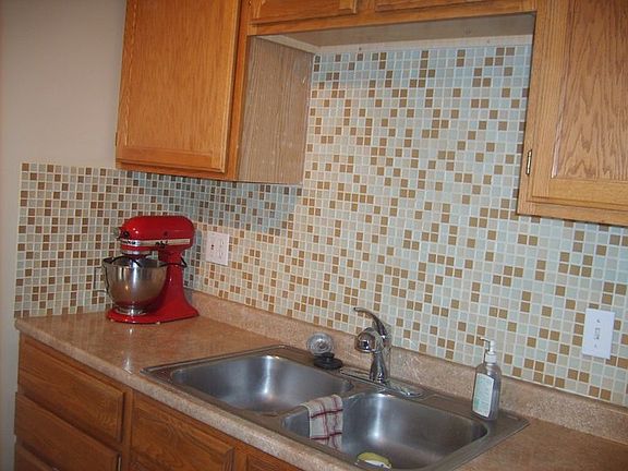 Tile backsplash in newly updated kitchen