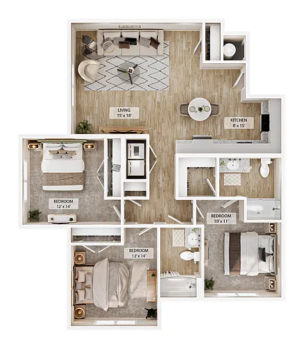 Floor plan 3-2BR Vale Overlook
