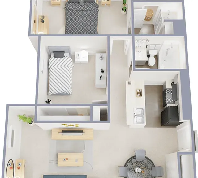 Two bedroom, two bath, 779 square foot apartment Two bedroom, two bath, 779 square foot apartment