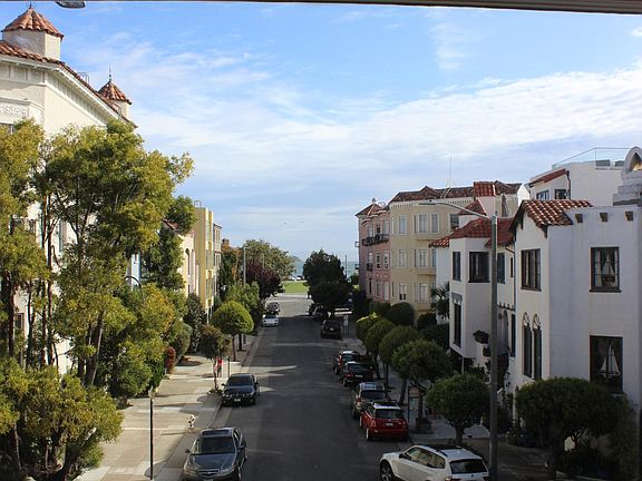 Stunning views of Alcatraz and bay from living room bay windows!
