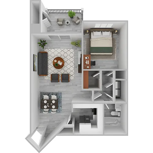 Floor plan Plan H- 1 bed 1 bath