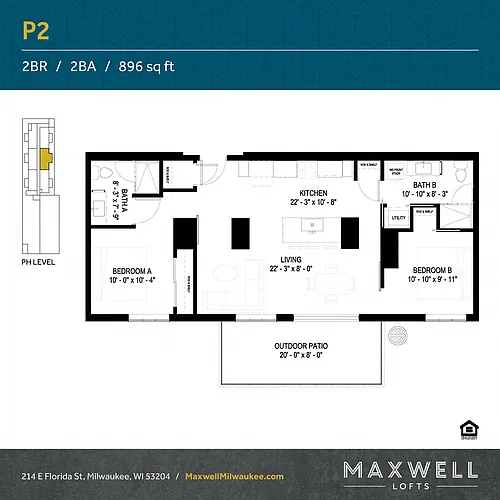 Floor plan Luxury Two Bedroom P2