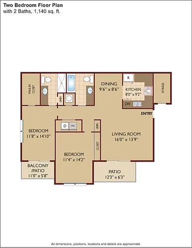 Floor plan $1.54/sq.ft. - Two Bedroom