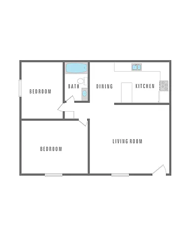 Floor plan 2 Bedroom 1 Bath