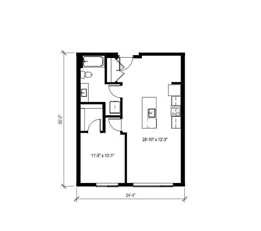 Floor plan 1 Bed/1 Bath-A27.1