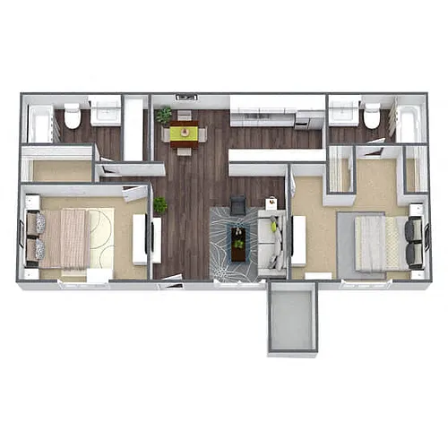 Floor plan B2: 2 Bed 2 Bath