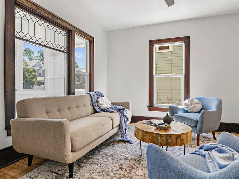 Nice sized seating area. Notice the vintage window. Gorgeous