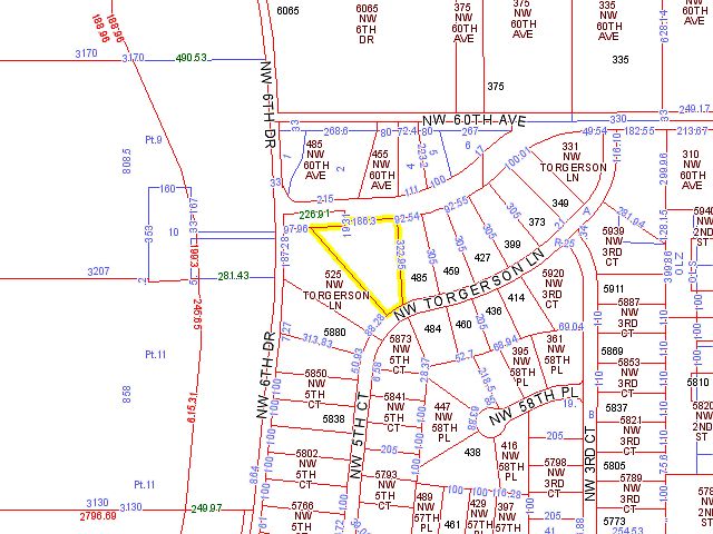Lot outlined in yellow