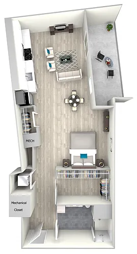 Floor plan 78dS2B Studio One Bath with Balcony