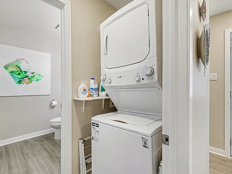 Convenient in-home stackable washer and dryer for exclusive guest use during your stay in Ottawa.