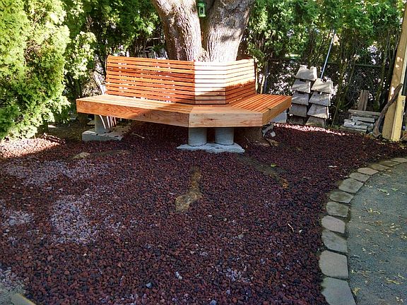 Cedar bench on Maple Tree