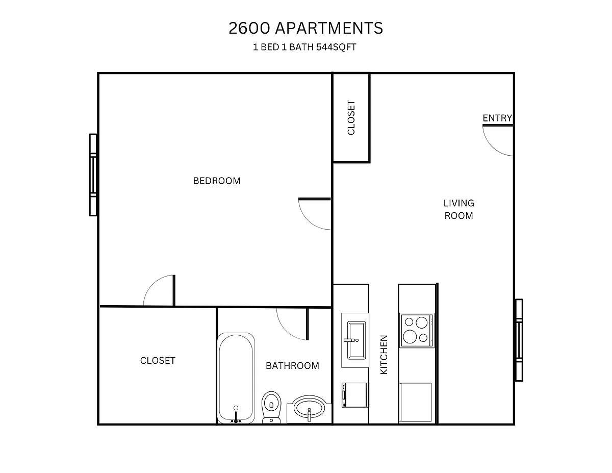 Floor plan 1X1 544 sqft