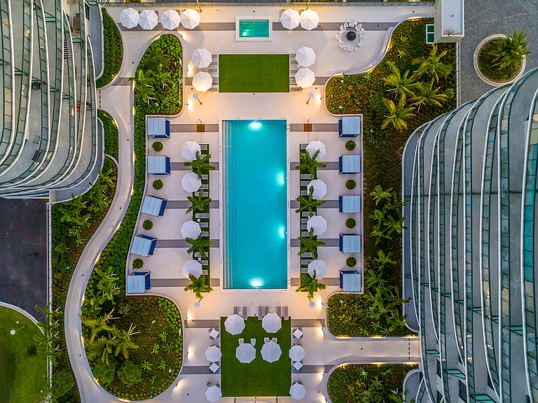 Shoreline's waterfront setting and resort-inspired design.