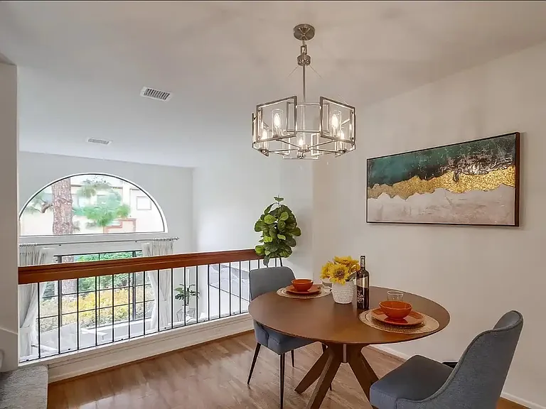 Dining room with initial furnishings.