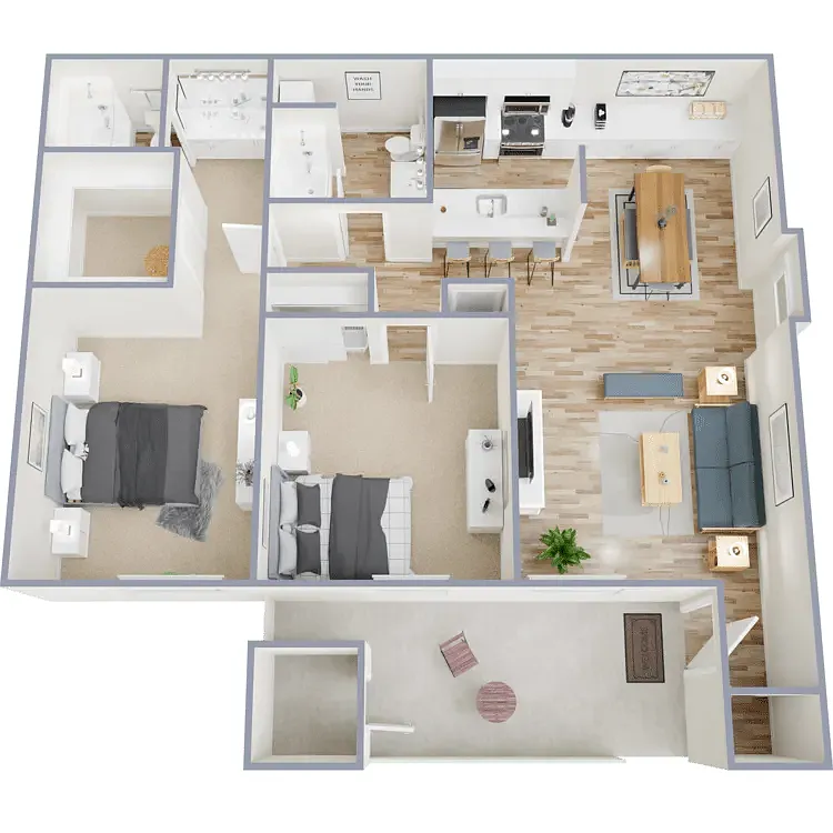 Floor plan Two Bedroom Two Bathroom