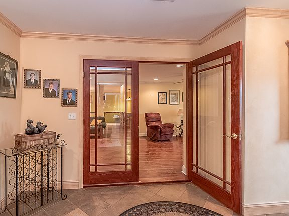 Glass doors to living room