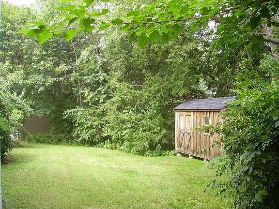 Private backyard with shed