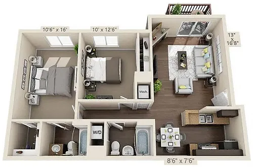 Floor plan 2X2 A