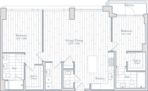 Floor plan 2 Bed/2.5 Bath-E29-A2