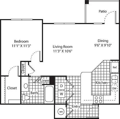 Floor plan One Bed A-3 - Phase II