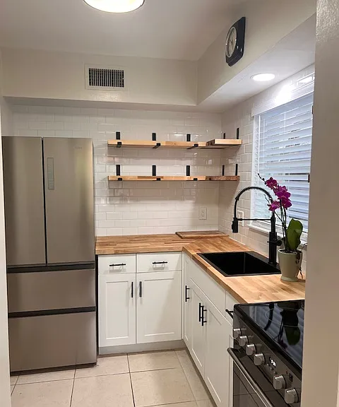 Kitchen with new appliances.